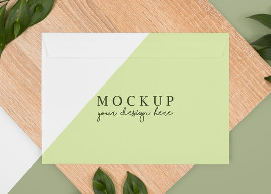 Free Flat Lay Stationery Leaves And Wood Piece Psd
