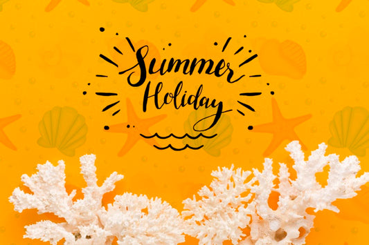 Free Flat Lay Summer Holiday With White Coral Psd