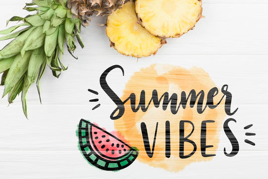 Free Flat Lay Summer Mockup With Copyspace And Pineapple Psd