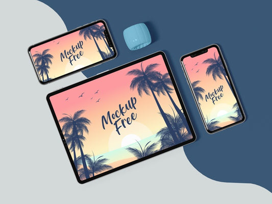 Free Flat Lay Tablet And Phone Arrangement Psd