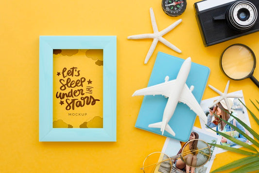 Free Flat Lay Travel Concept With Camera Psd