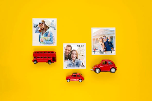 Free Flat Lay Travel Concept With Car Toys Psd