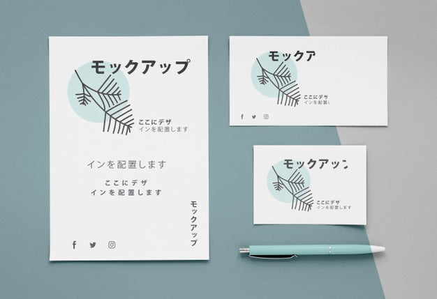 Free Flat Lay Various Japanese Mock-Up Document Psd