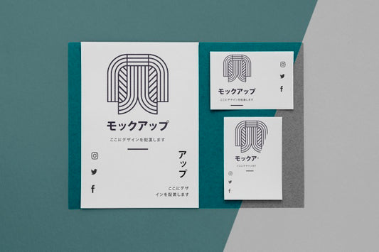 Free Flat Lay Various Japanese Mock-Up Document Psd
