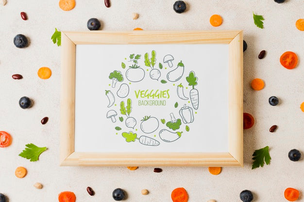 Free Flat Lay Vegetables Assortment With Frame Mock-Up Psd