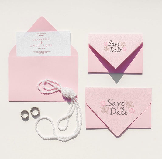 Free Flat Lay Wedding Ideas With Set Of Envelopes With Rings Psd