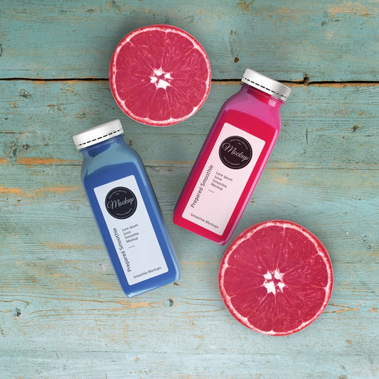 Free Flat Lay With Grapefruit Smoothies Mock-Up Psd