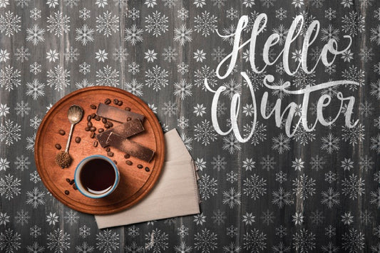 Free Flavore Tea On Wooden Tray For Winter Psd