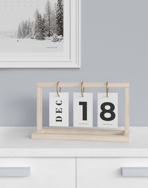 Free Flexible Dated Calendar On Cabinet Mock-Up Psd