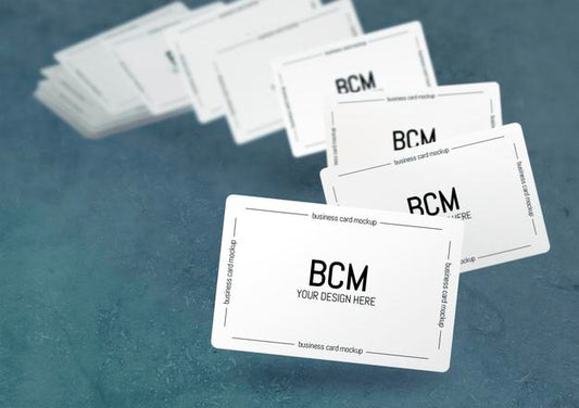 Free Floating Blurred Business Cards Mockup Psd