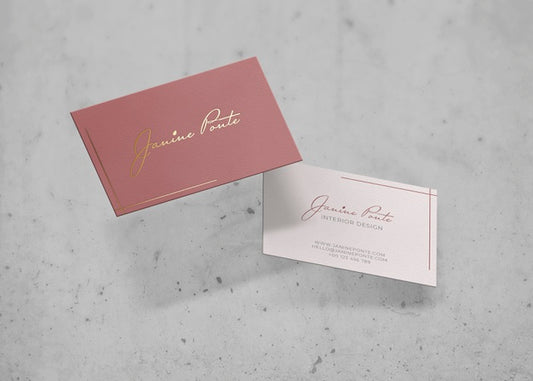Free Floating Businnes Card Over Stone Surface Mockup Psd