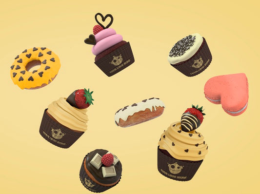Free Floating Cakes And Cupcakes Psd