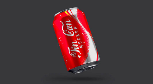 Free Floating Cola Beverage Tin Can Mockup Psd