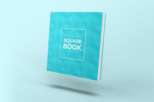 Free Floating Square Book Cover Mockup