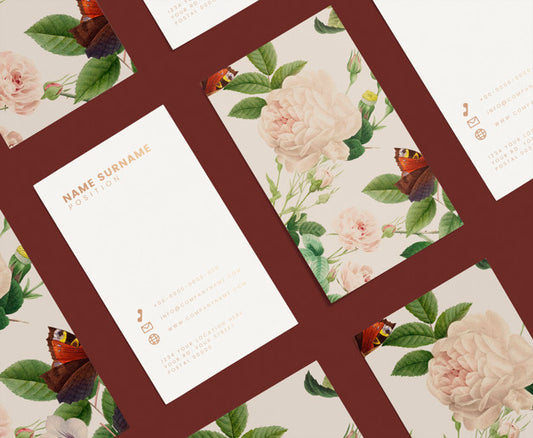 Free Floral Business Card Template Set Mockup Psd