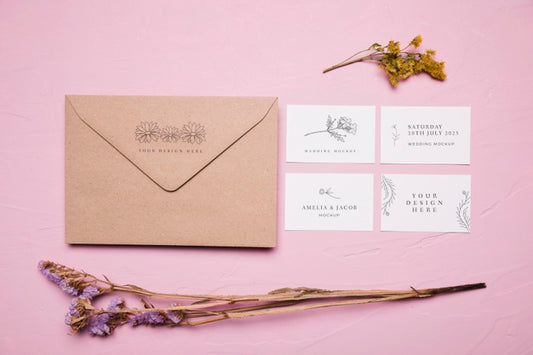 Free Floral Design Envelope Mock-Up Psd
