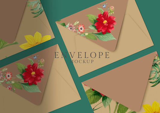 Free Floral Envelope Design Psd