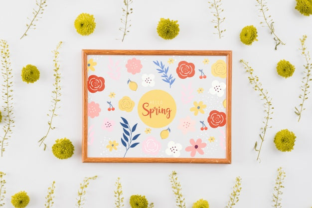 Free Floral Frame Composition For Spring Psd