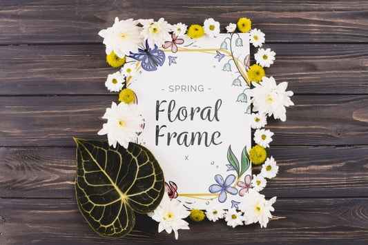 Free Floral Frame Composition For Spring Psd