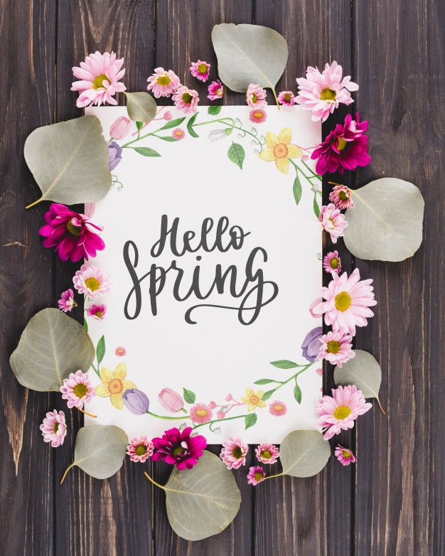 Free Floral Frame Composition For Spring Psd – CreativeBooster