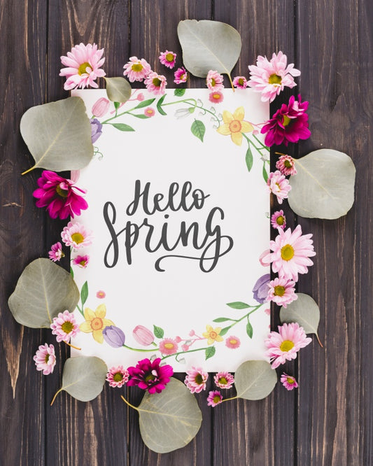 Free Floral Frame Composition For Spring Psd
