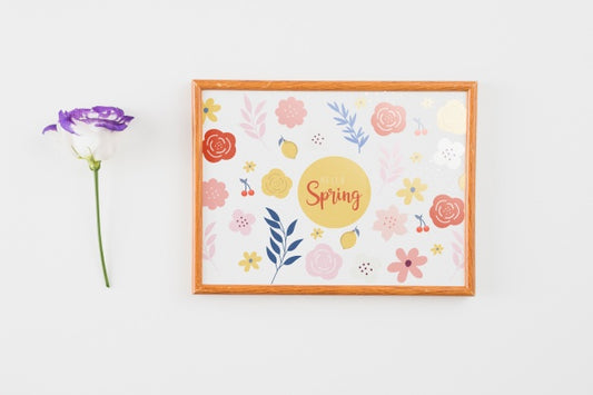 Free Floral Frame Composition For Spring Psd