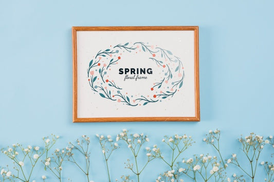 Free Floral Frame Composition For Spring Psd