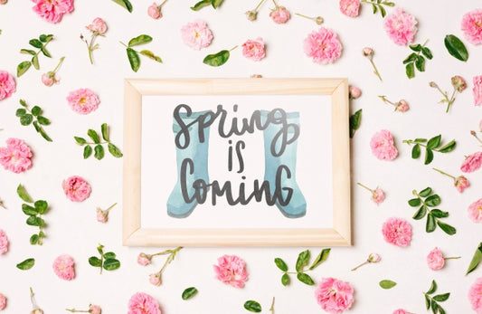 Free Floral Frame Composition For Spring Psd