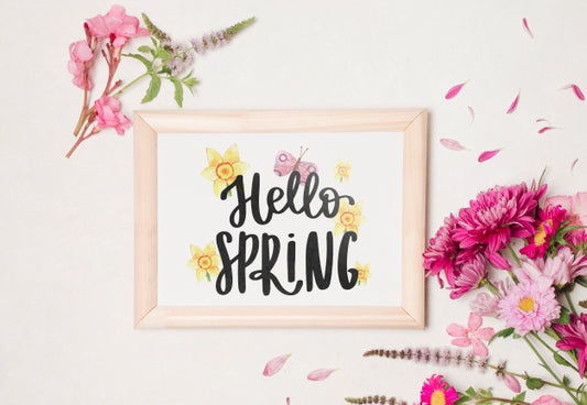 Free Floral Frame Composition For Spring Psd