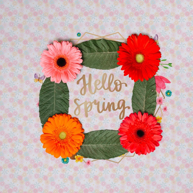 Free Floral Frame Mockup For Spring Psd