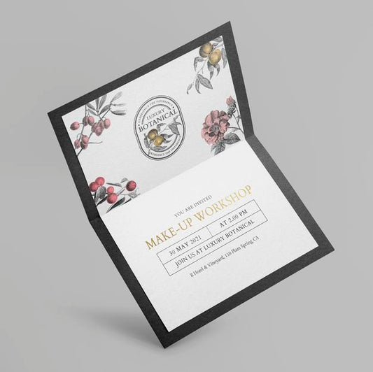 Free Floral Invitation Card Mockup In Black Classy Design Psd