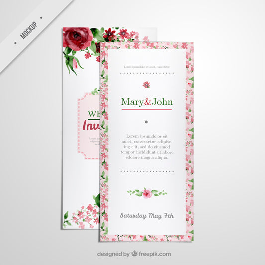 Free Floral Long Flyer Invitation For Wedding Psd