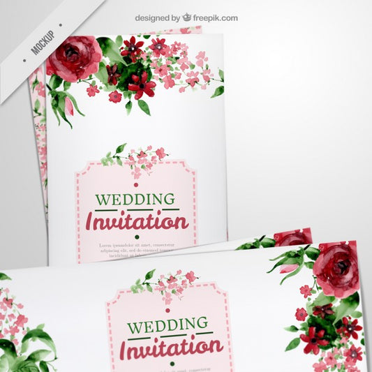 Free Floral Long Flyers For Wedding In Watercolor Effect Psd