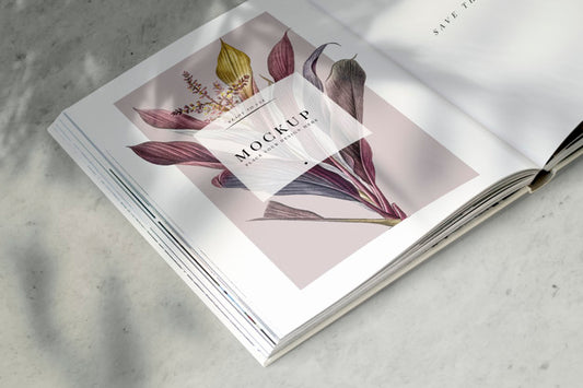 Free Floral Magazine Mockup With Blank Space Psd