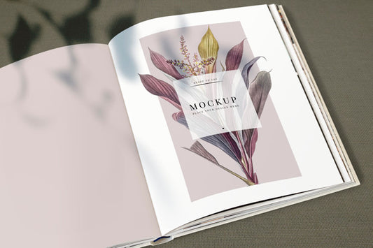 Free Floral Magazine Mockup With Blank Space Psd