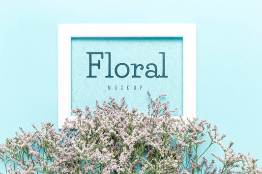 Free Floral Mock-Up Concept With White Frame Psd