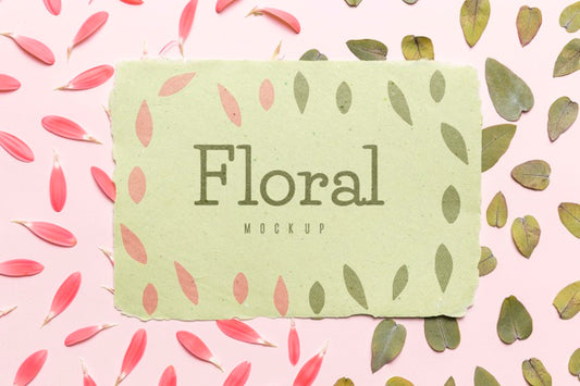 Free Floral Mock-Up With Leaves And Petals Psd