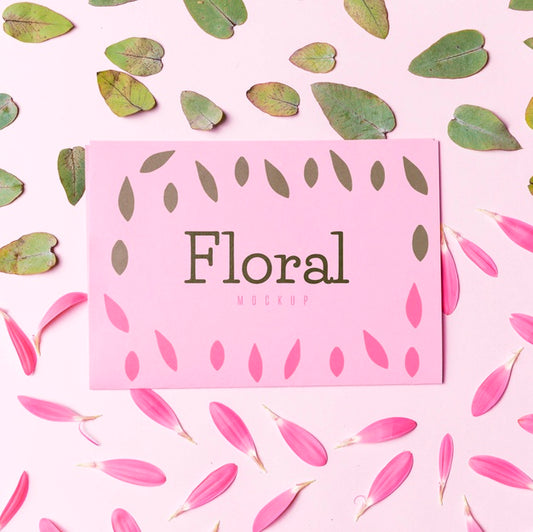 Free Floral Mock-Up With Petals And Leaves Psd
