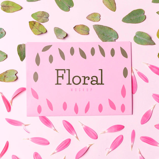 Free Floral Mock-Up With Petals And Leaves Psd