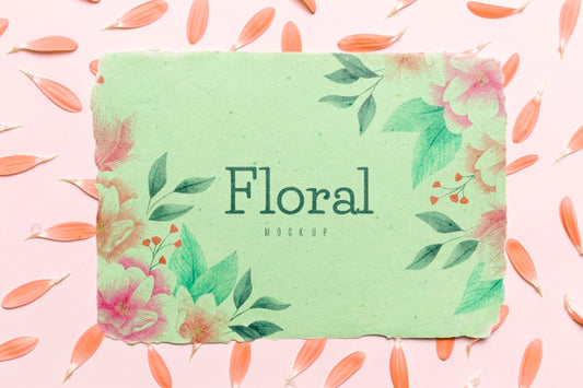 Free Floral Mock-Up With Petals Arrangement Psd