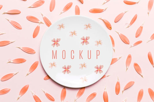 Free Floral Mock-Up With Pink Petals Psd