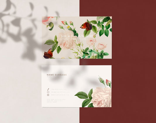 Free Floral Name Card Design Psd