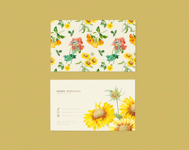 Free Floral Name Card Design Psd