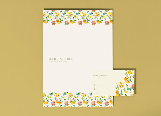 Free Floral Poster And Business Card Mockup Psd