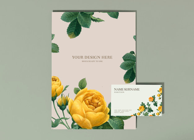 Free Floral Poster And Business Card Mockup Psd