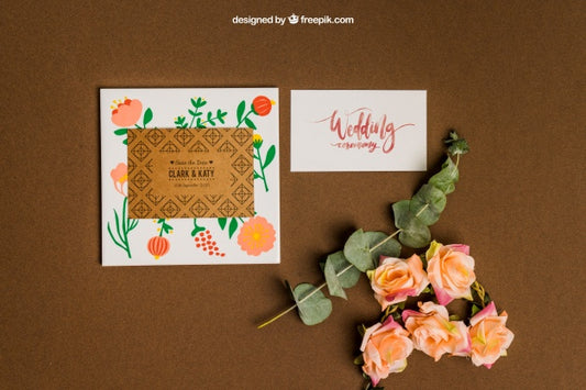 Free Floral Stationery Wedding Mockup Psd