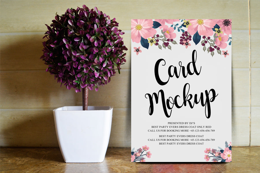 Free Floral Invitation and Greeting Card PSD Mockup