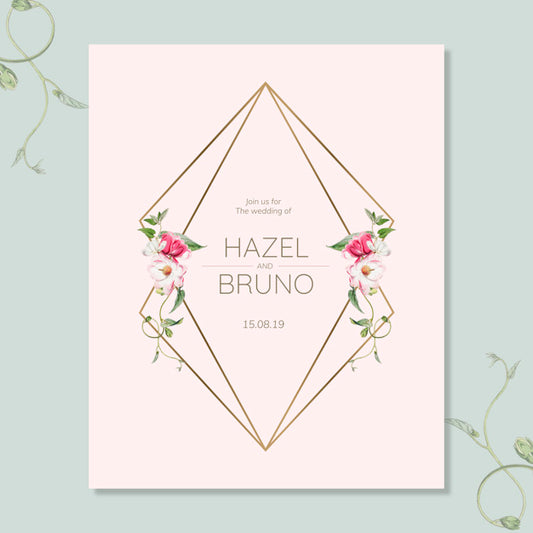 Free Floral Wedding Invitation Card Mockup Psd