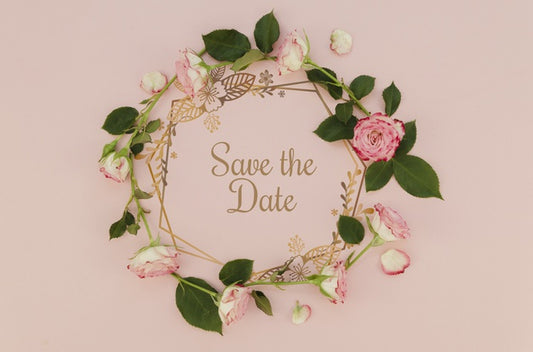 Free Floral Wreath Save The Date With Roses Psd