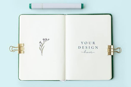 Free Flowers On A Notebook Page Mockup Psd